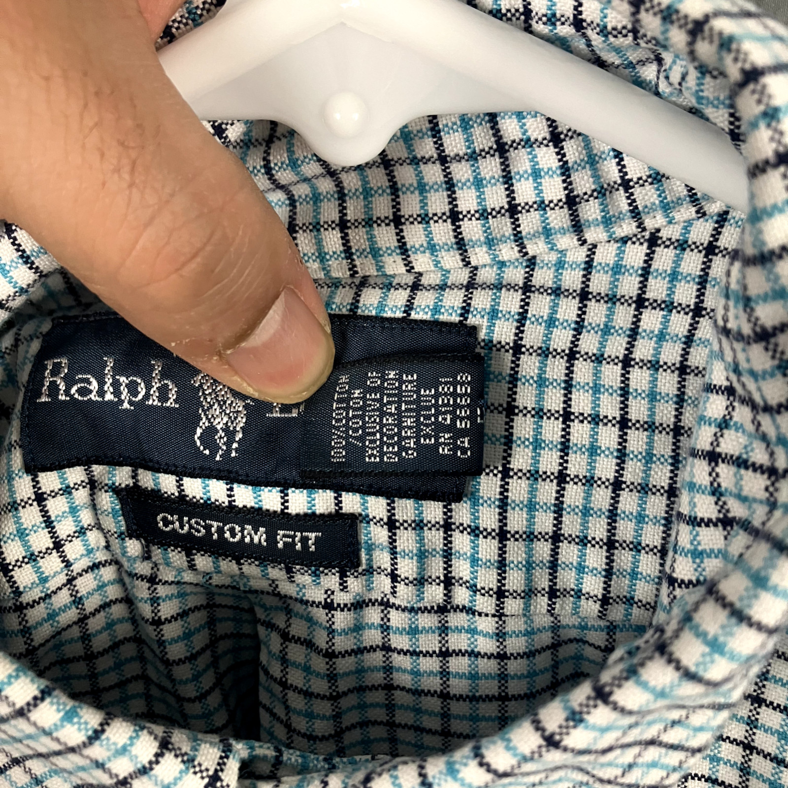 Ralph Lauren Custom Fit Mens L Button Down Long Sleeve Shirt Check Small Pony