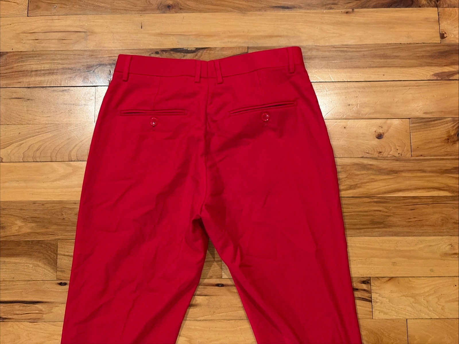 Lineage Dress Polyester Spandex Flat Front Red Casual Pants Mens 32 x 30 Retro
