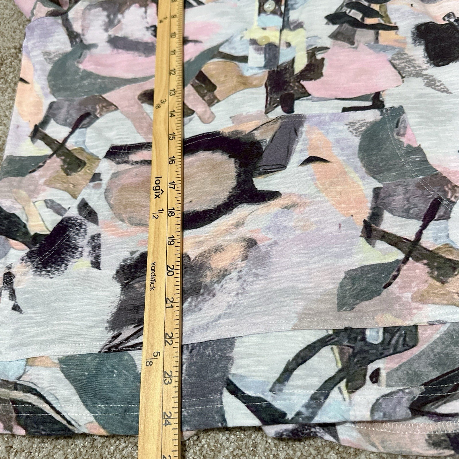 Parsley & Sage Size L Art to Wear Tunic Blouse Cotton Watercolor Print Pocket