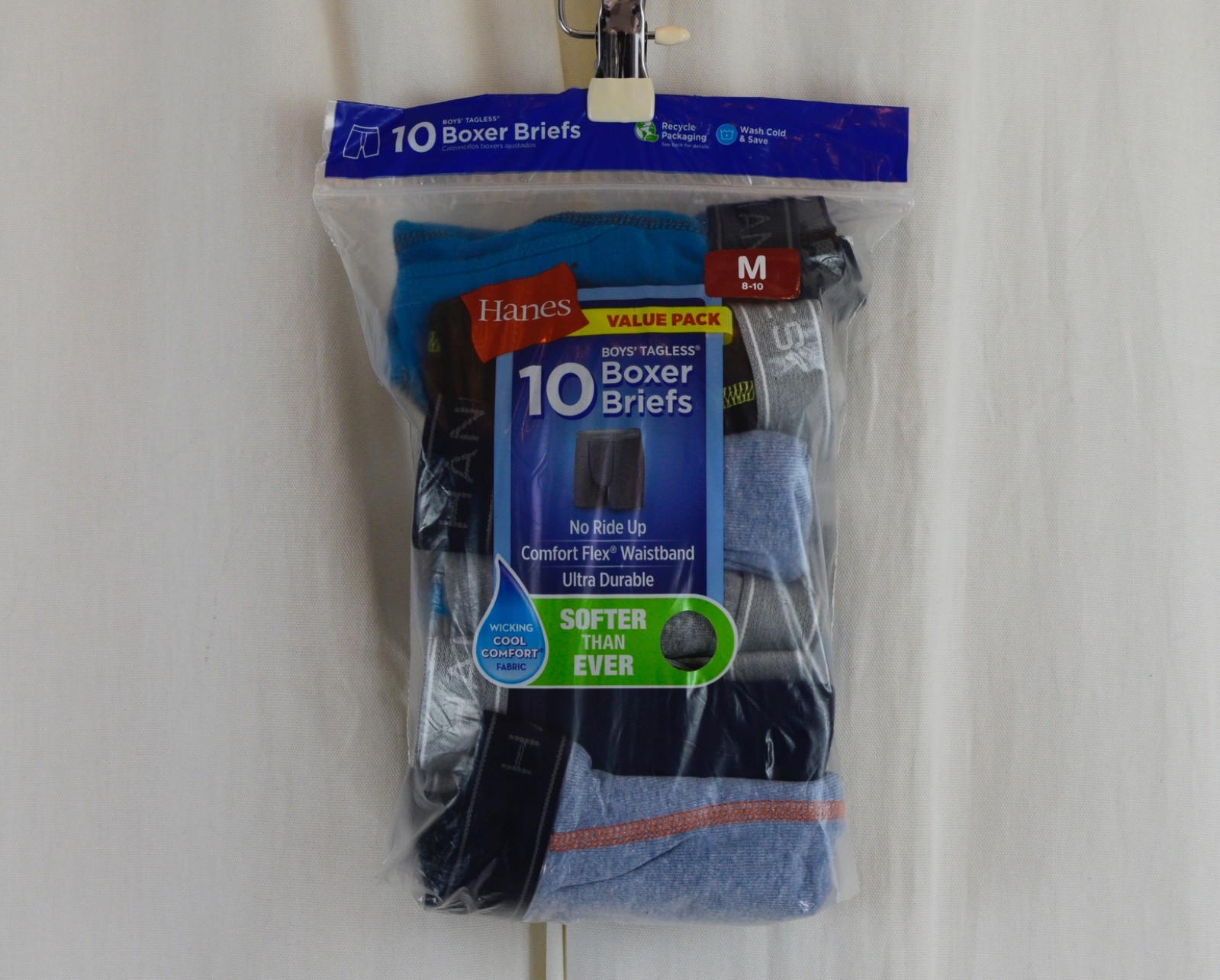 Hanes 10 PACK Boys Hanes Boxer Briefs Underwear Assorted Colors Size M (8-10)