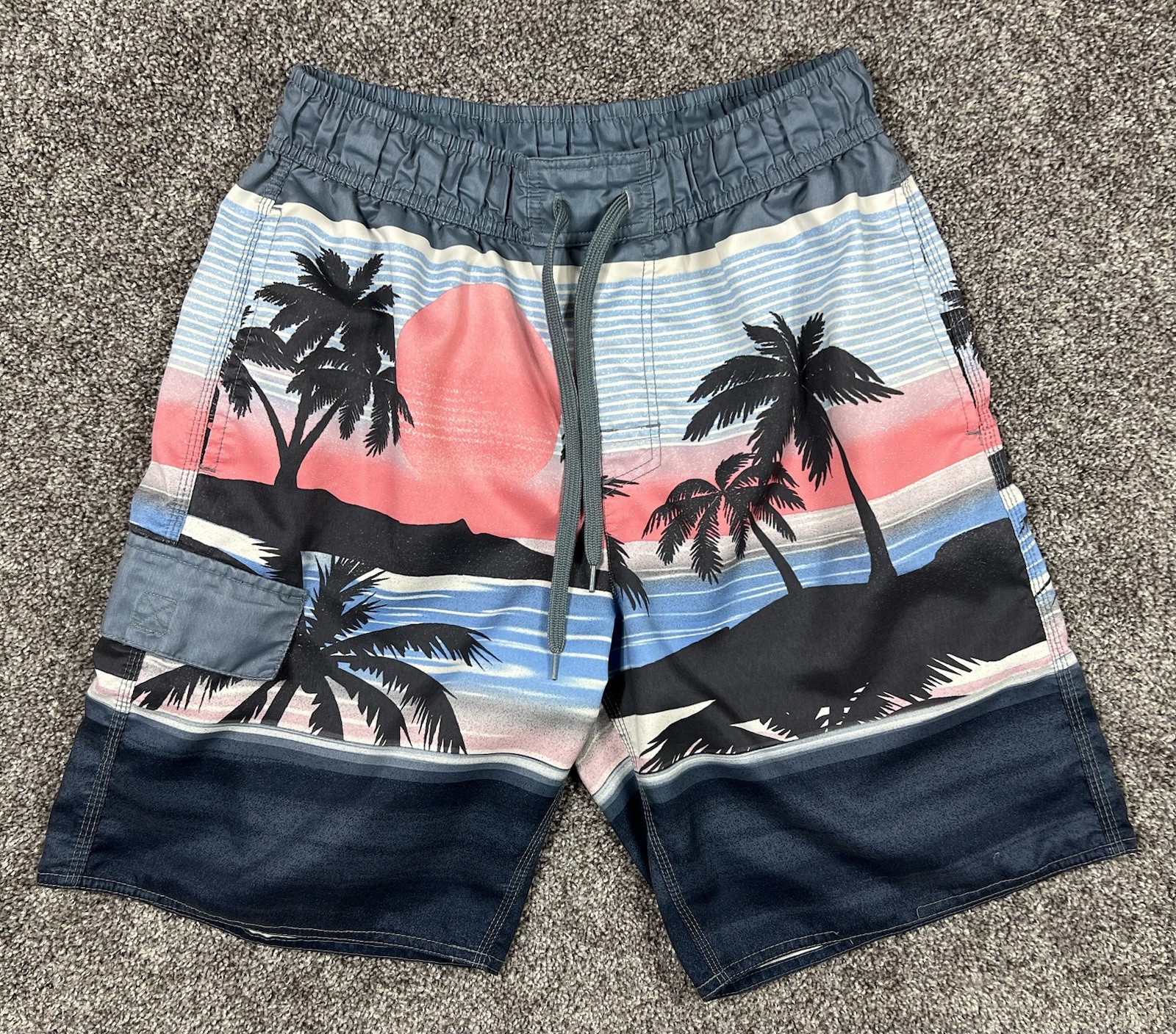 U.S. Apparel Swim Trunks Mens Small Tropical Palm Sunset Board Shorts