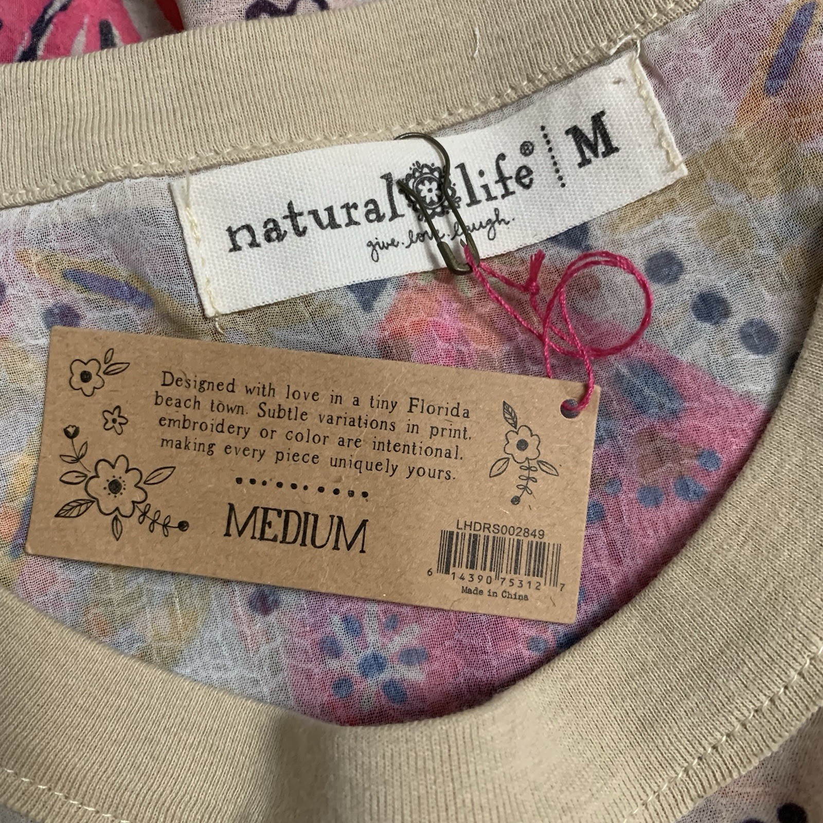 Natural Life Dress Size M Happy Days Shift Oversized Floral Sheer Boho Beach