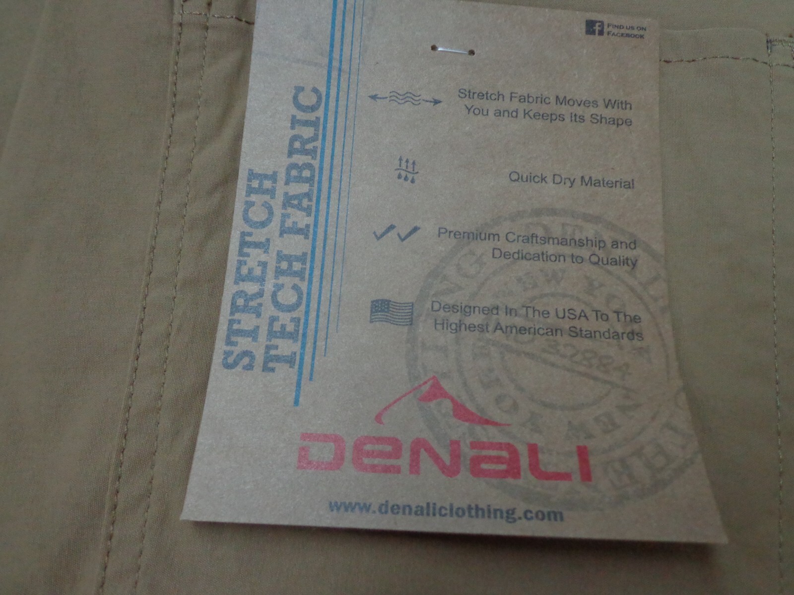 DENALI Moccasin Brown Tech Fabric Stretch Pants NWT 34/30 MSRP $54