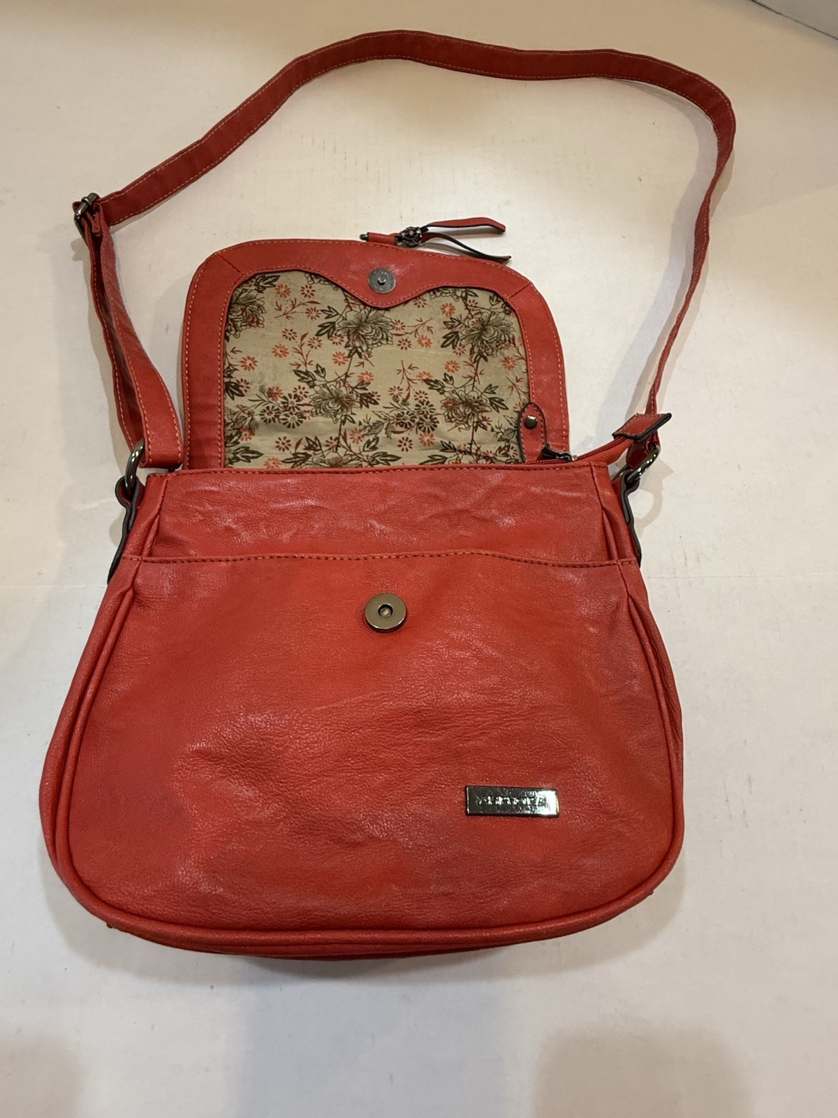 Vintage Amphora Red Leather Crossbody or Saddle-Style Adjustable Strap HTF