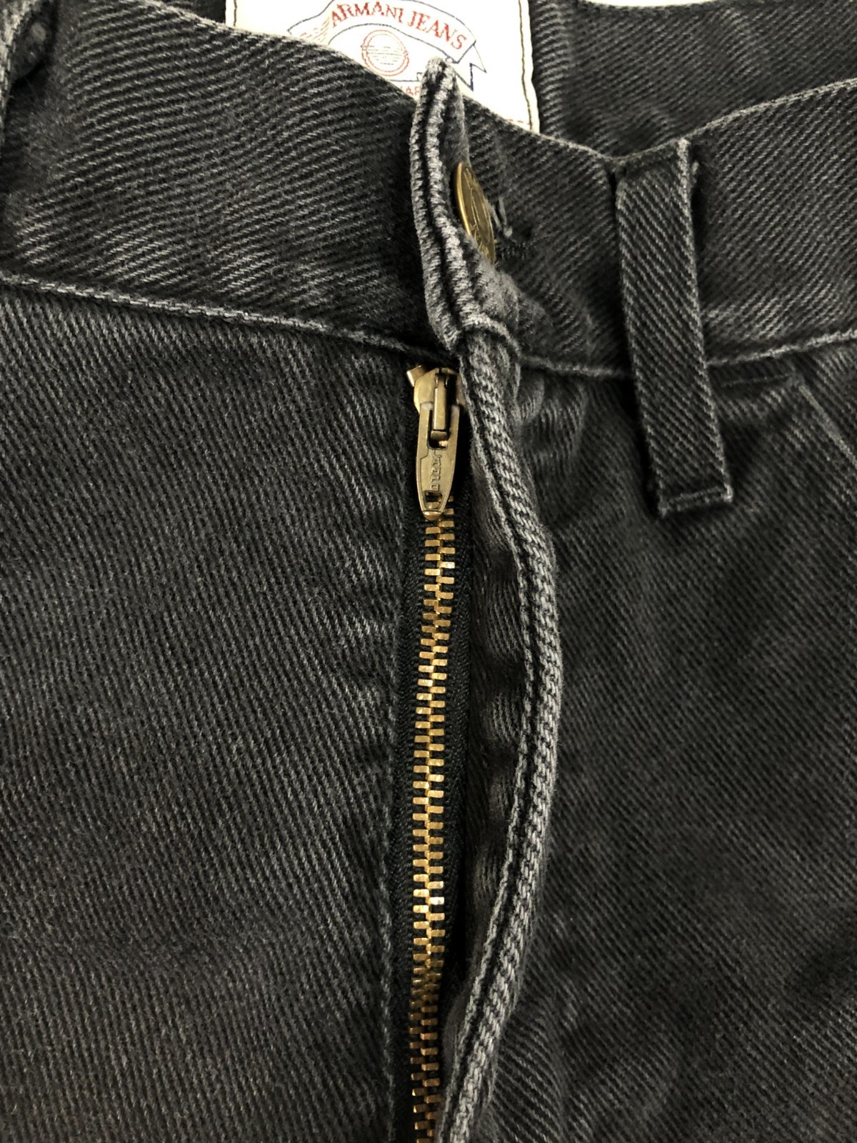 Armani Jeans Men 29×27 (Tag 31) Vintage Eco Stone Tapered Black Distressed *Flaw