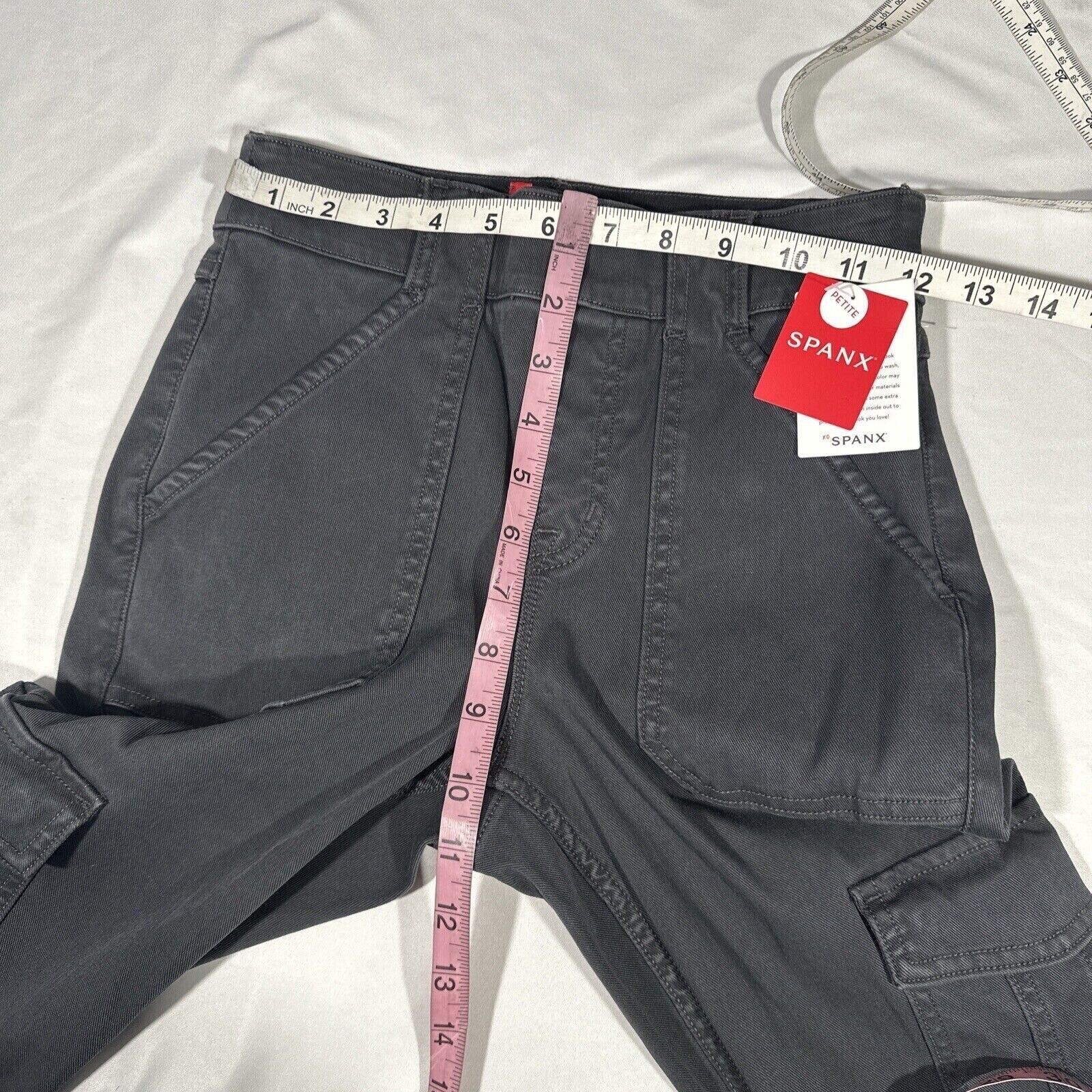 NEW $128 Spanx [ SP Small-Petite ] Twill Ankle Cargo Pants Washed Black #T1775