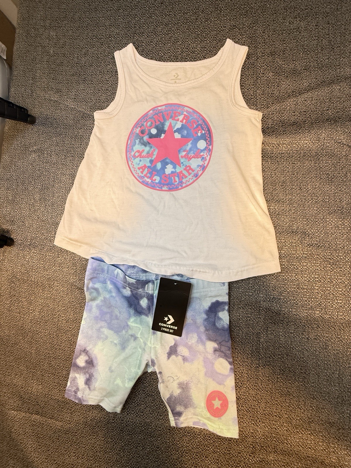 Converse Floral Chuck Patch Tank Top & Bike Short Set 2 Piece Girls Size 5 NWT