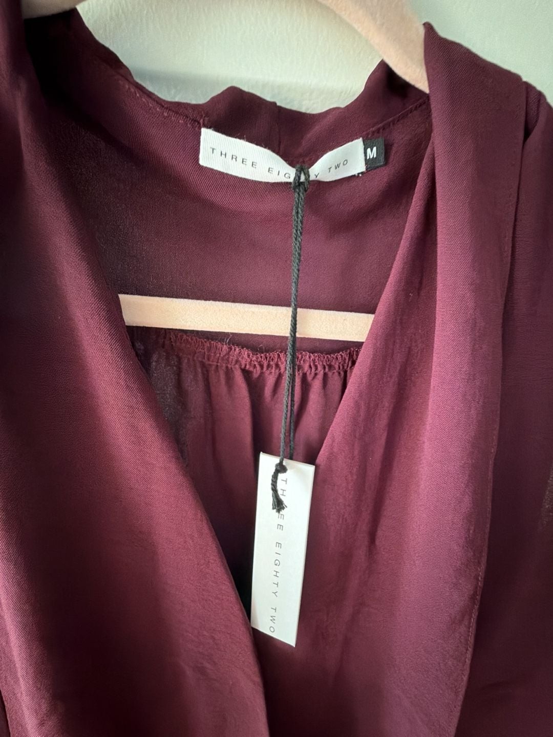Three Eighty Two Burgundy Drape Neck Sleeveless Blouse