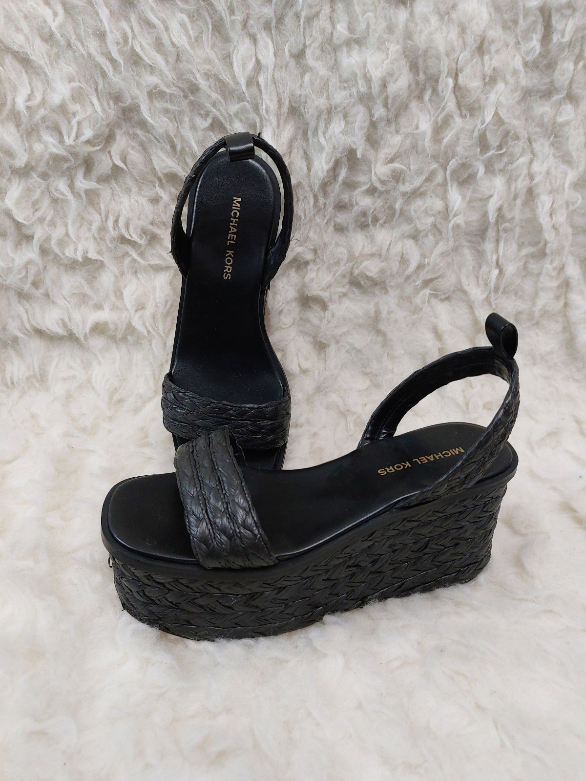 MICHAEL Michael Kors Sandra Straw Platform Sandal 7M