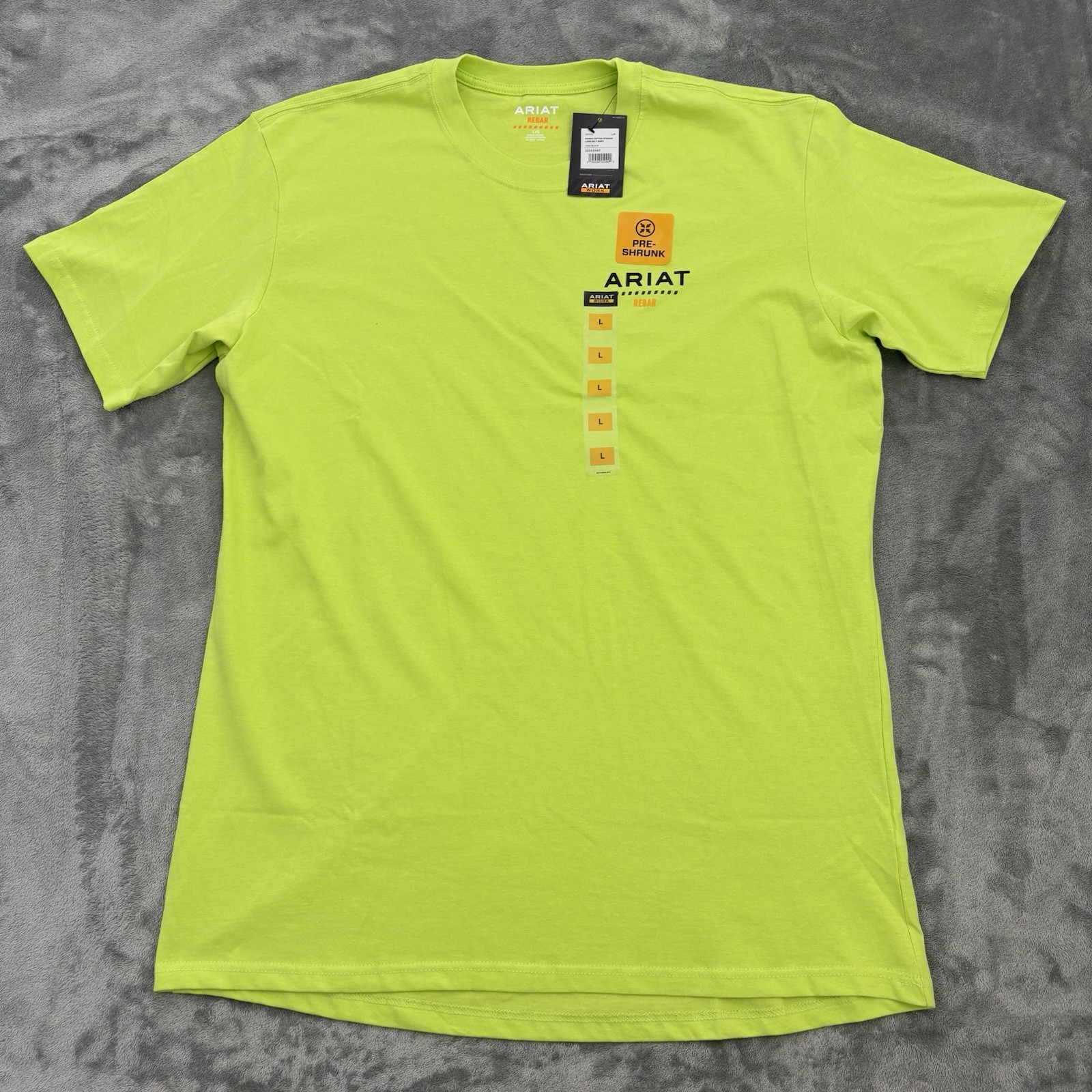 Ariat Rebar Shirt Men L Short Sleeve Shirt T Tee Hi Vis Green Double Sided NWT