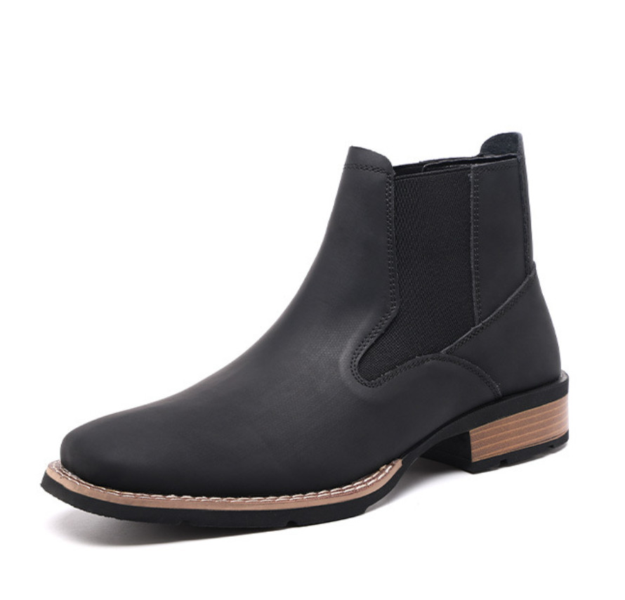Chelsea Men’s Faux Leather Ankle Boot Western Shoes Cowboy High Top Vintage Chic