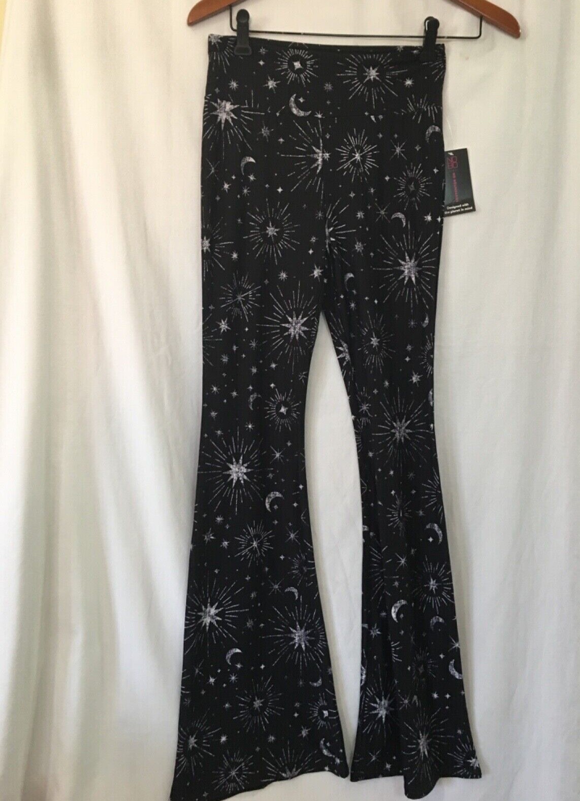 No Boundaries Black Moon and Stars Flare Pants Juniors Women Many Sizes Type C
