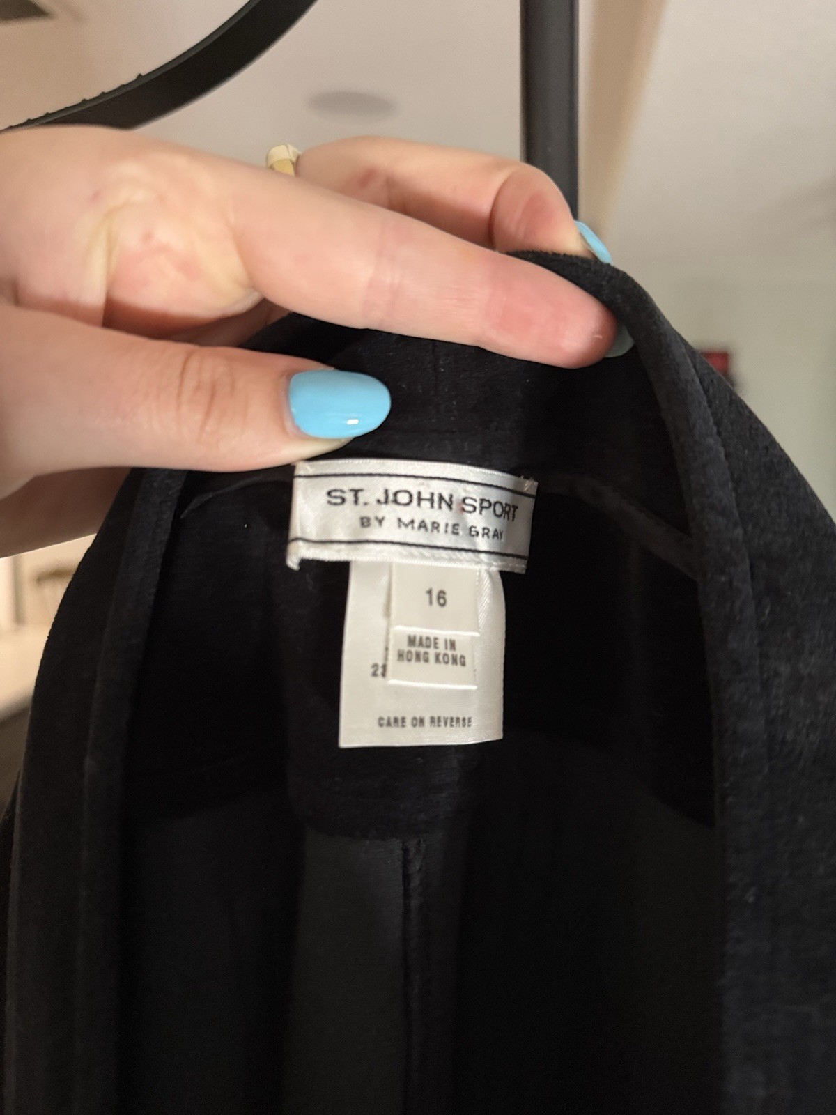 St. John Sport Black Velour 2-Piece Tracksuit Set 1/4 Zip Jacket Pants 16