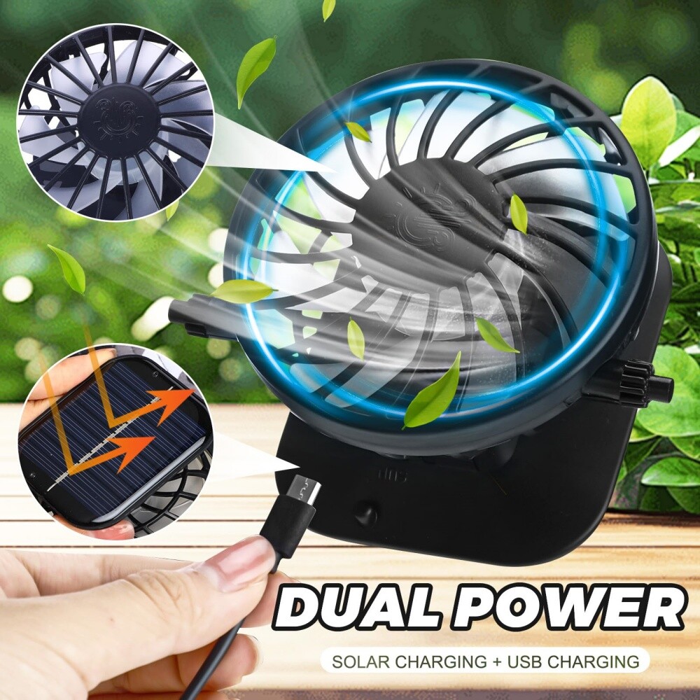 Wide Brim Sun Hat with Solar & USB Fan UPF50+ UV Protection for Fishing & Campin