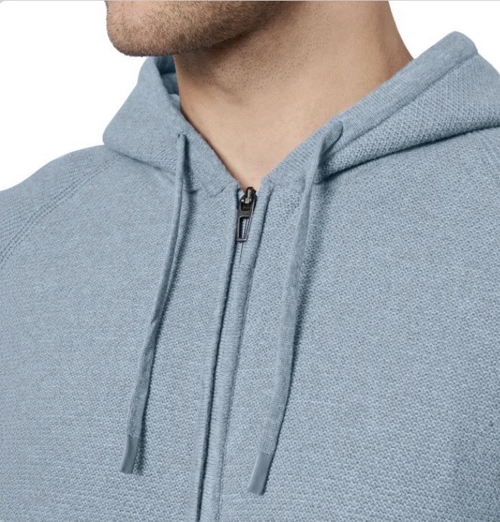 Modern Ambition Men’s Full Zip Hooded Sweater, 4‑Way Stretch, Small, Color Blue
