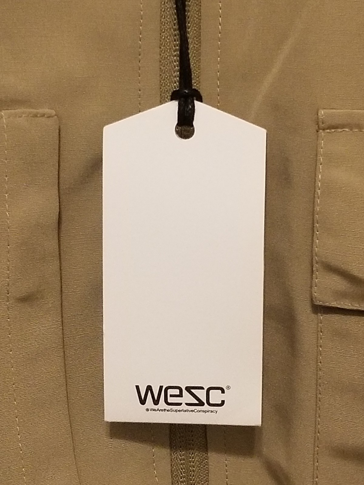 WESC Multi Cargo Twill Utility Vest Men Medium Women Large Khaki Full Zip