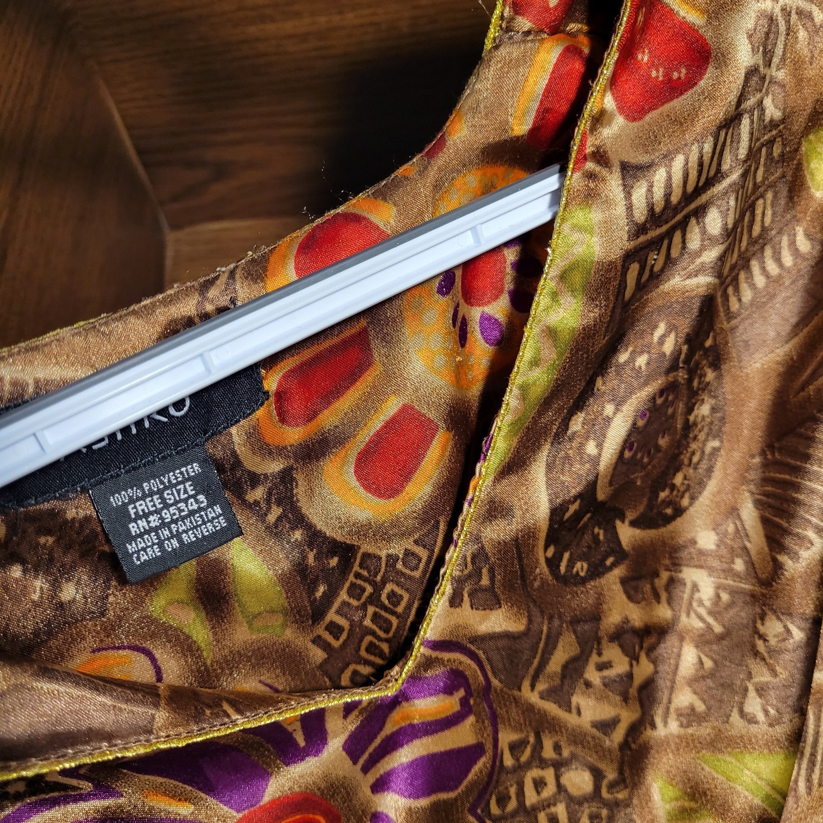 Orange & Brown Boho Kaftan V-Neck Lounge Wear One Size Fit Most by ASHRO