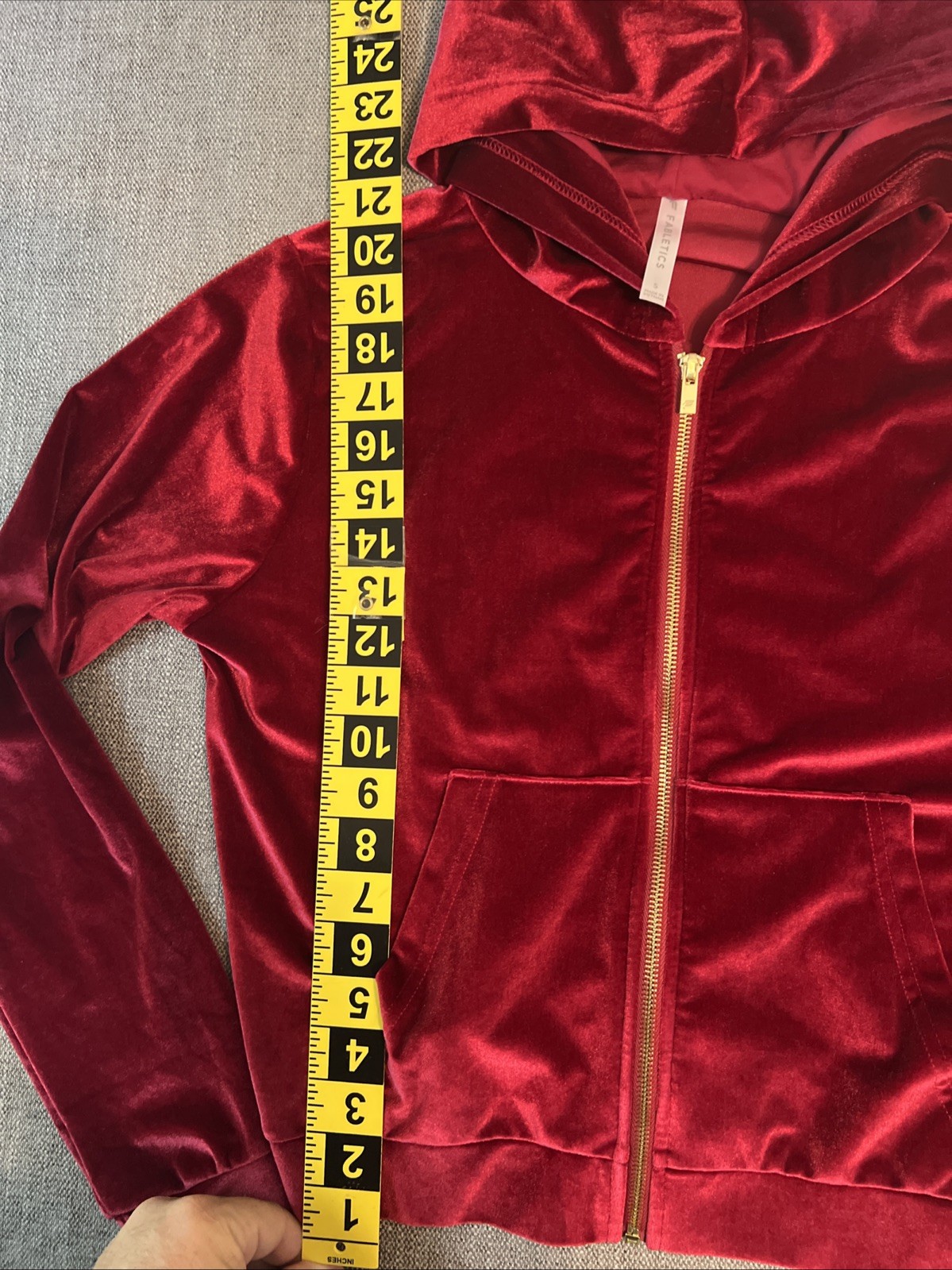 Fabletics Vanessa Hudgens Velour Donna ZipUp Hoodie Cherry Burst Red Womens SM