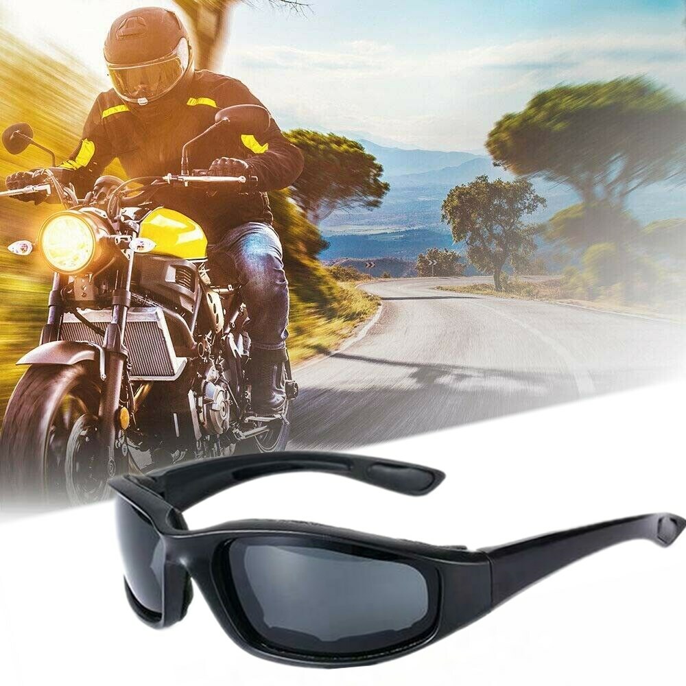 Gray Chopper Foam Padded Motorcycle Riding Glasses Sunglasses Windproof Goggles