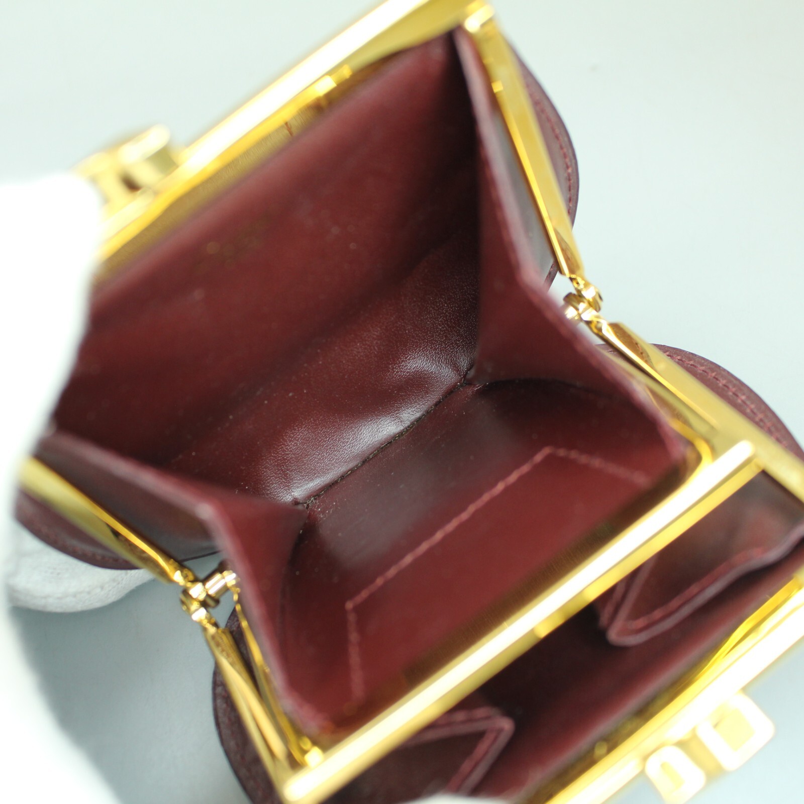 Cartier Vintage Coin Case Gama-guchi Leather Bordeaux Burgundy Coin Case 114