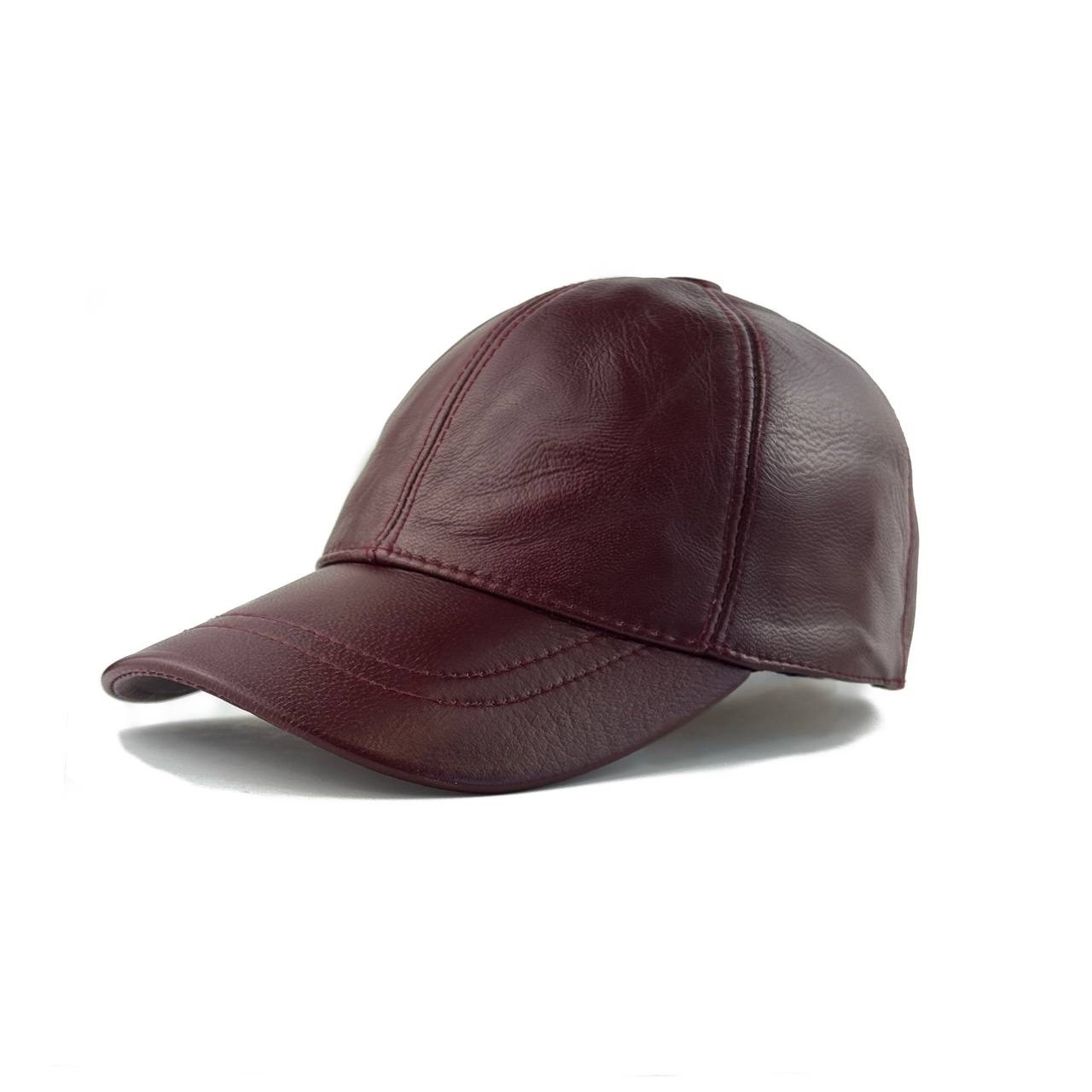 Handmade Burgundy Baseball Cap Hat – 100% Genuine Leather, Limited Edition