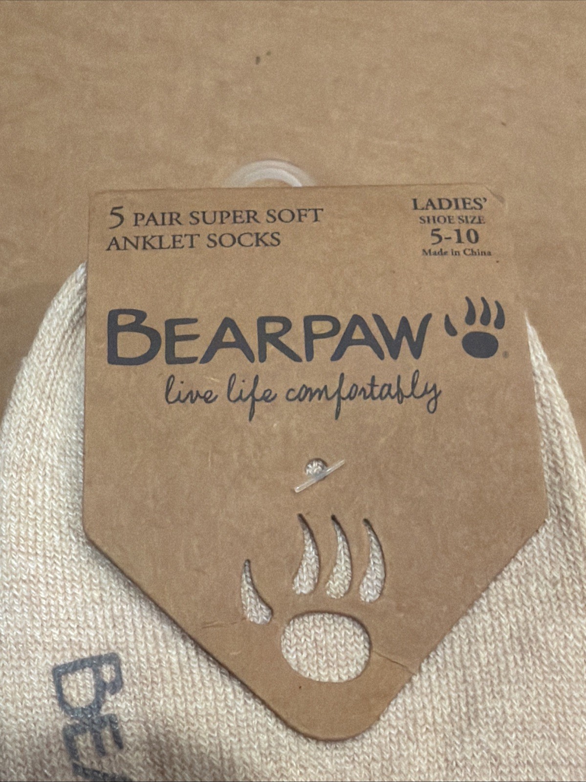 BEARPAW Super Soft Ruffle Support Anklet Socks Beige/Grey/White/Black – 5 Pair