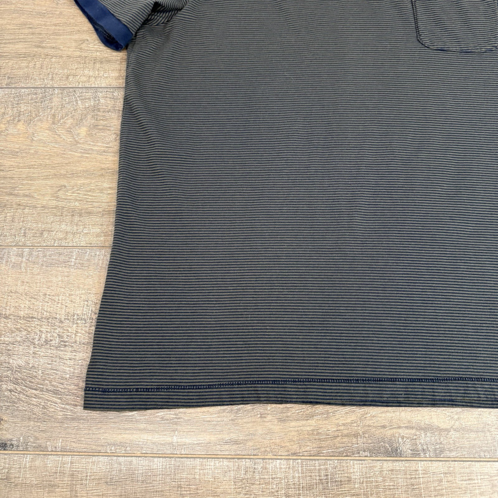Outerknown Mens Pocket Polo Shirt Size (XL) Organic Cotton Striped Dark Gray B7