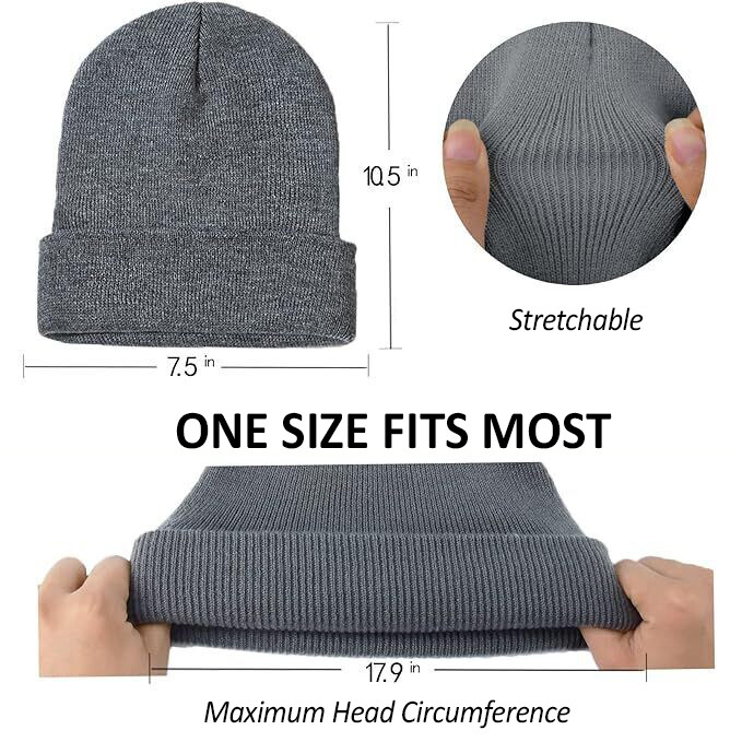 Solid Cuff Beanie Hat Plain Knit Winter Cap Slouchy Skully Ski Warm Men Women CF