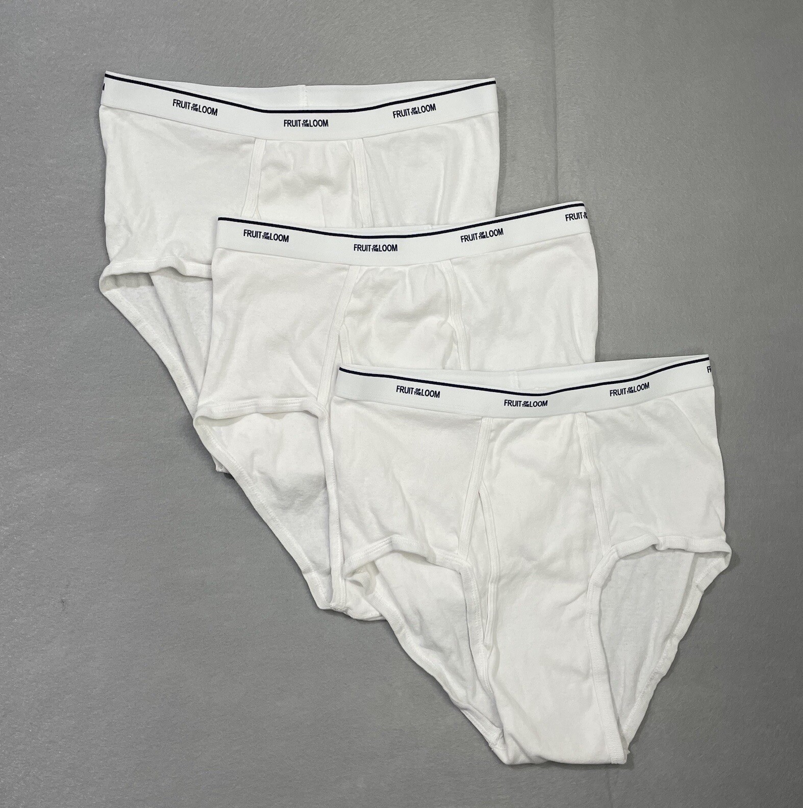 3-Pack • Fruit of the Loom Tag-Free Briefs Size 2XL • 44-46” Waist 100% Cotton