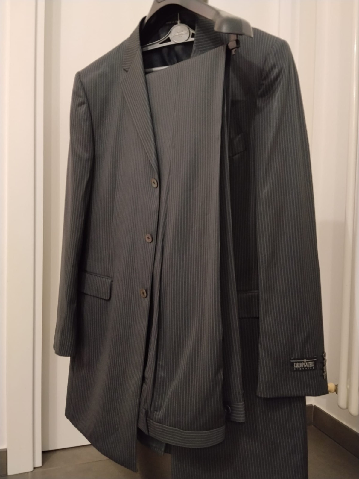 Carlo Pignatelli Men’s Ceremonial Dress Size 56 Grey Pinstripe Complete 2 Piece