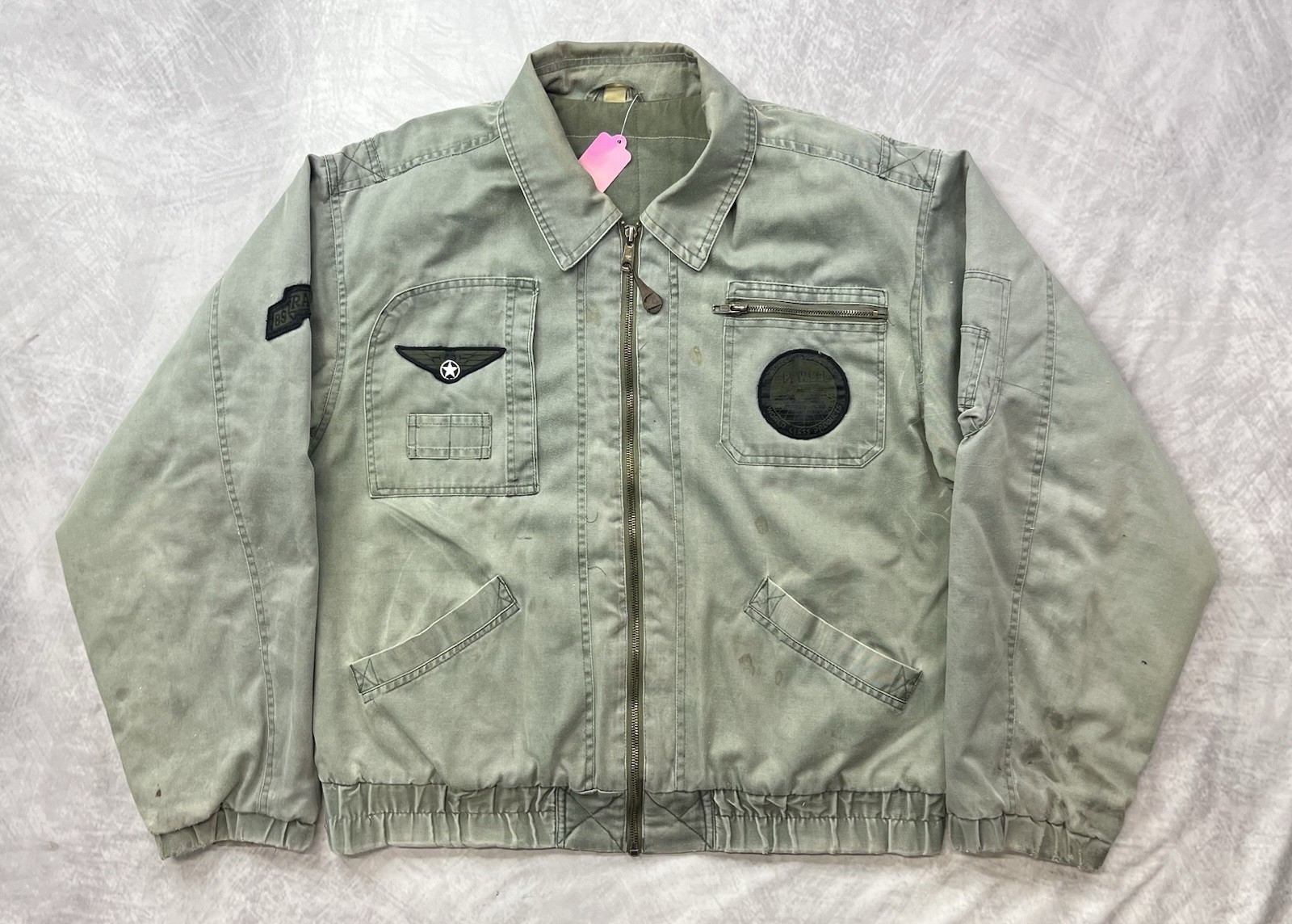 Vintage 60s US Army Coat Jacket Size L/XL Poplin Olive Korean War Bomber