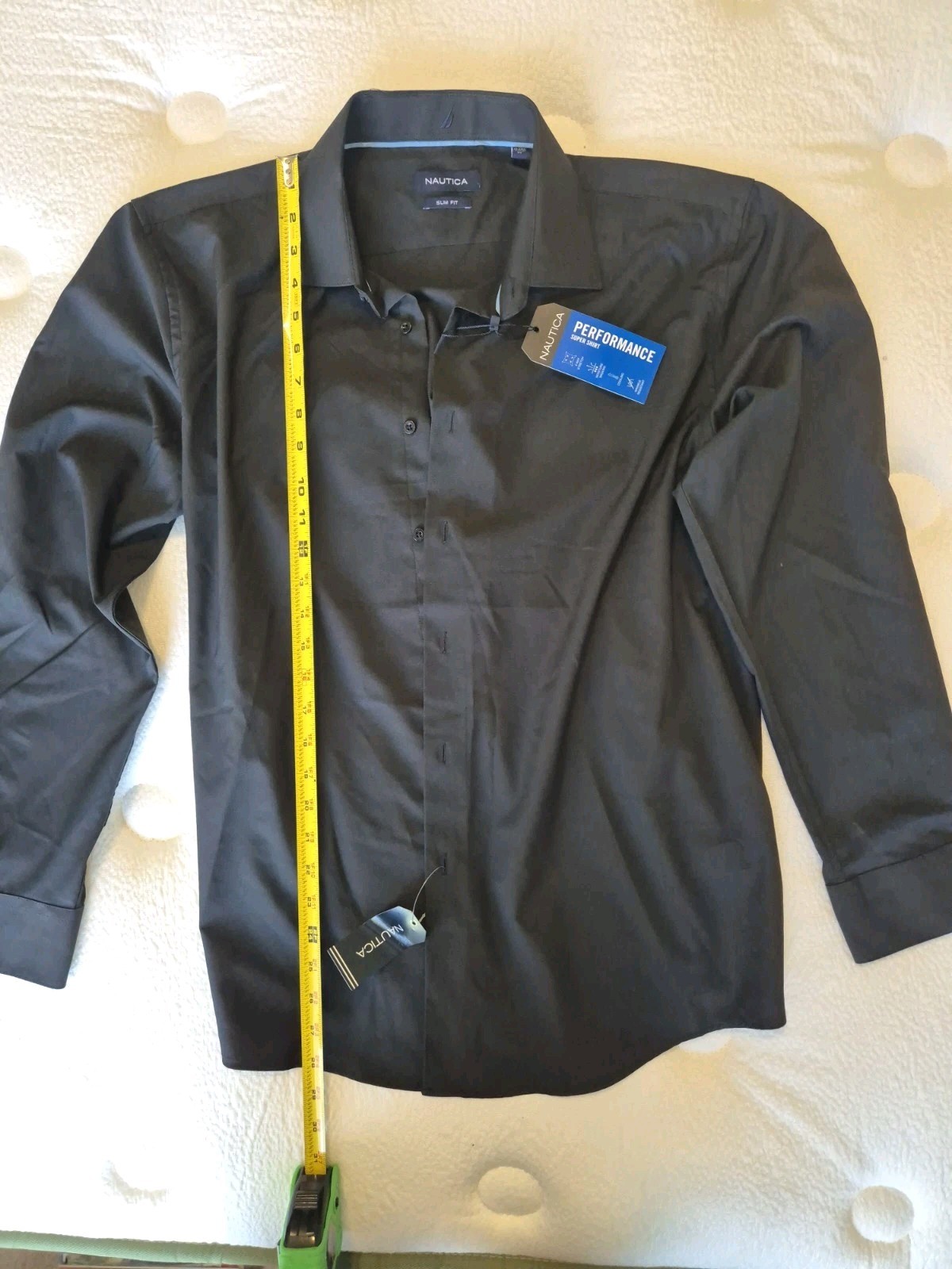 Nautica Slim Fit Performance Dress Shirt Black XL 17-17 1/2 34/35 Long Sleeve