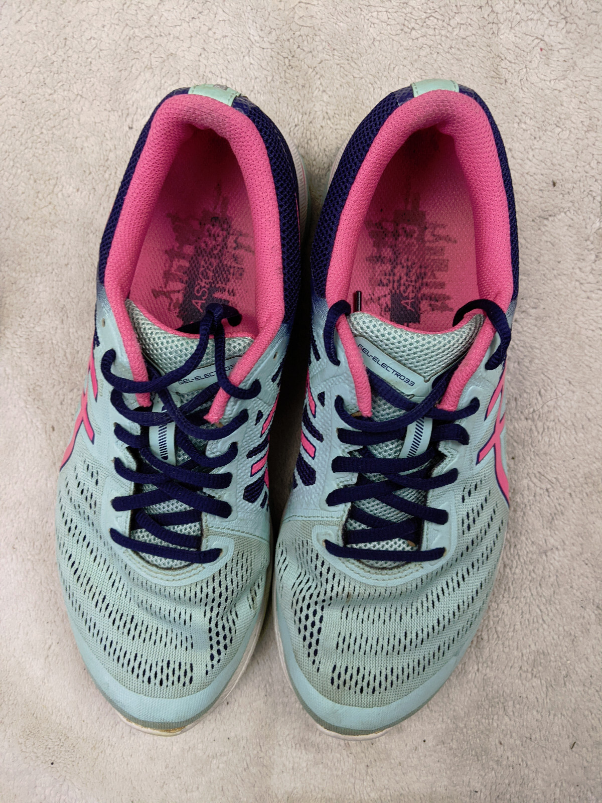ASICS Gel Electro 33 Womens 9.5 41.5 Blue Pink Running Sneaker Shoes T461N