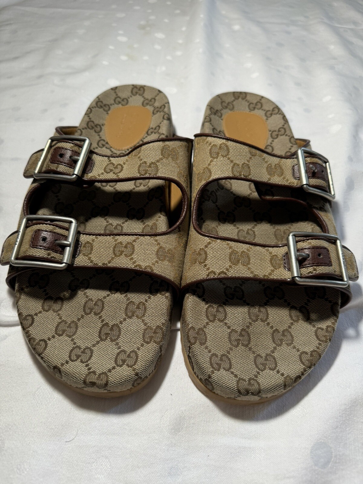 GUCCI Men’s GG Canvas Slide Sandal With Straps – Beige/Ebony