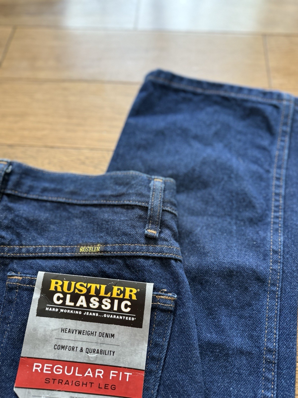 VINTAGE NOS RUSTLER HEAVY RAW DENIM REGULAR JEANS NWT 30×32 Western Workwear