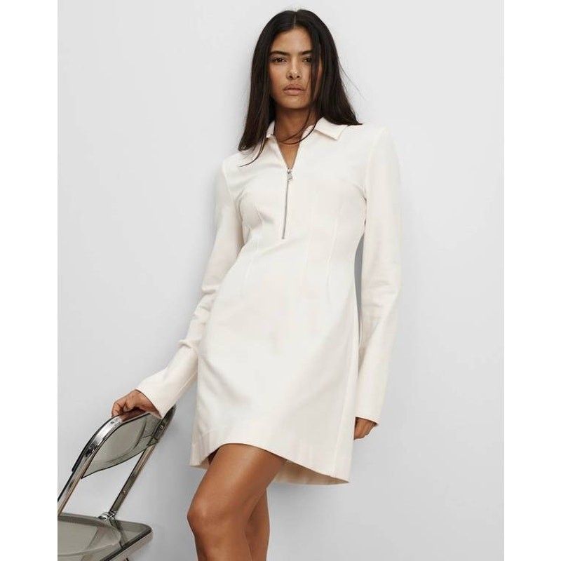 Veronica Beard Capelle Half-Zip Mini Dress in Dove 6