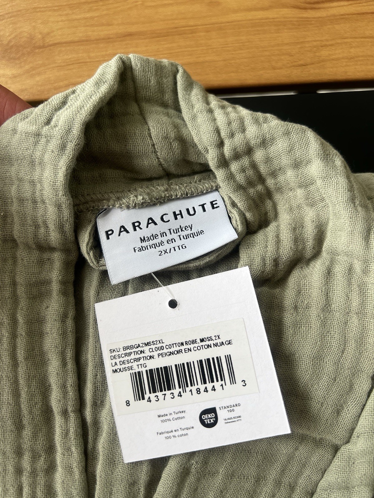 Parachute, Cloud Cotton Gauze, Bathrobe In Moss, 2X