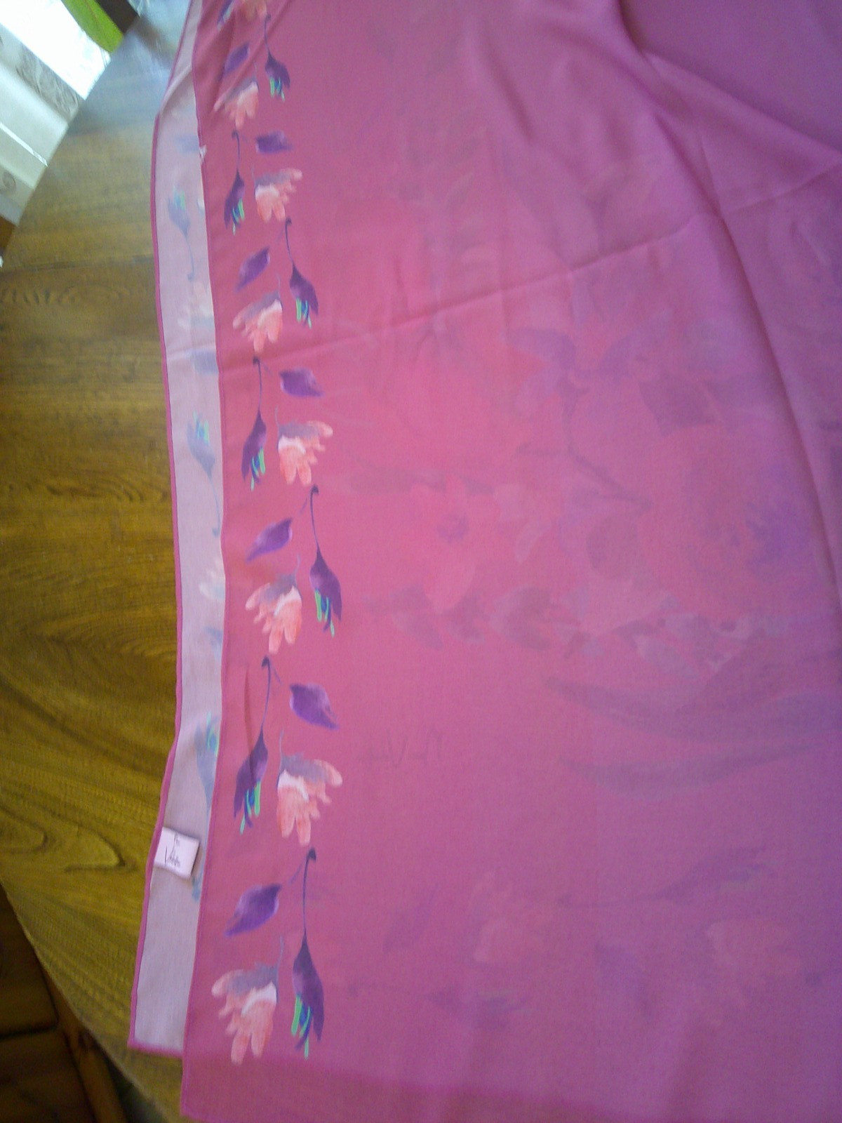 NINA VALENTINA LARGE PINK PURPLE WATERCOLOR FLORAL 70 X 26.5 IN SCARF HIJAB EUC