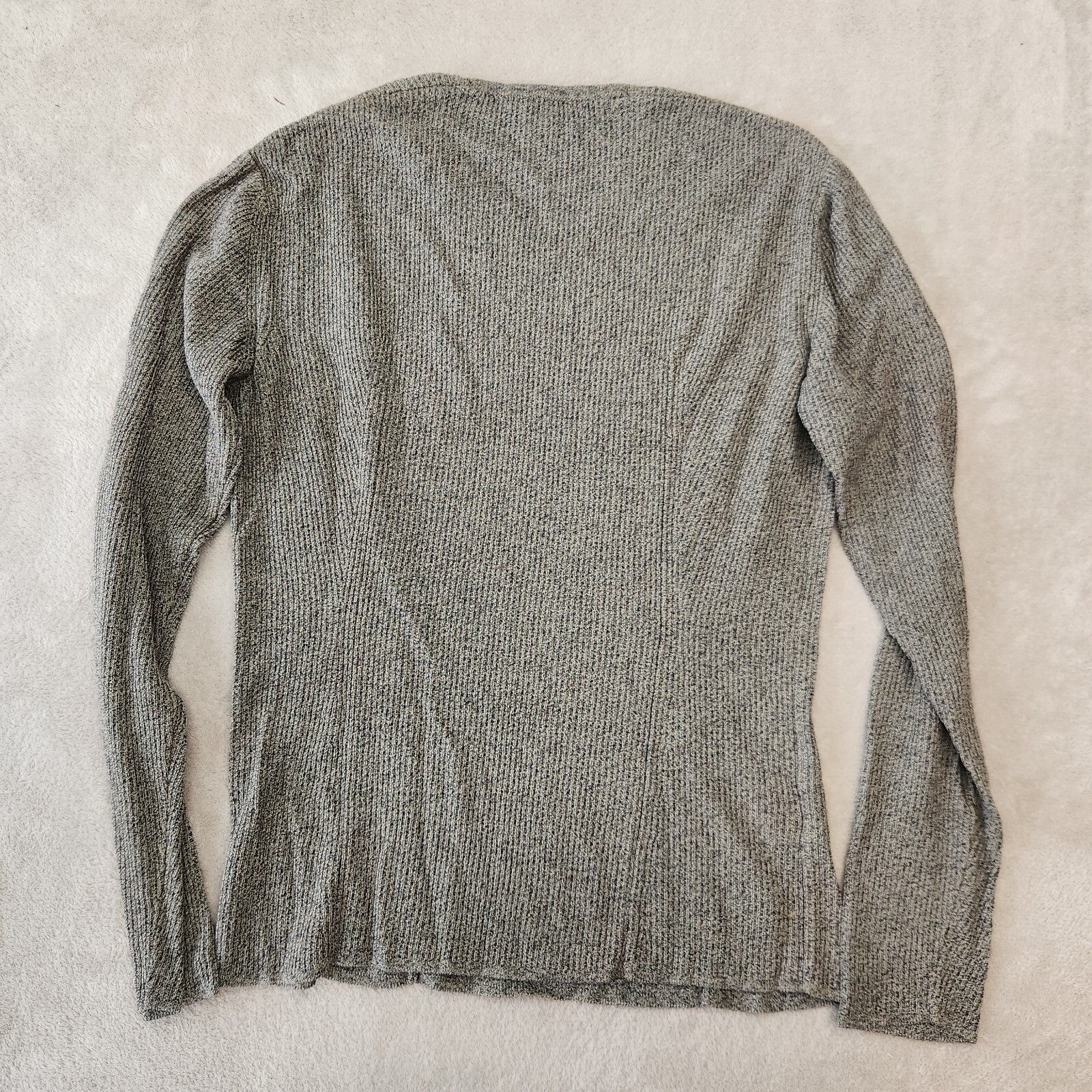 Donna Karan Vintage Gray Ribbed Knit Sweater 90s Minimalist Designer Small