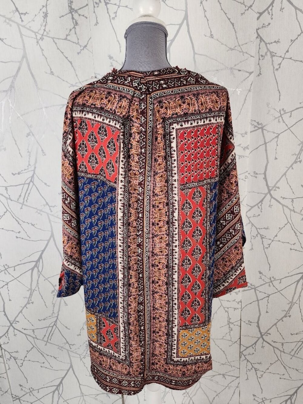 Umgee Colorful Patchwork Open Front Batwing Cardigan | Women’s L