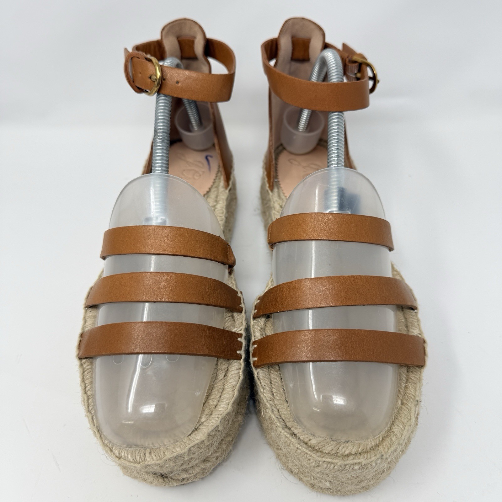 J Crew Grace Gladiator Espadrille Sandals Leather Platform Brown Womens 9