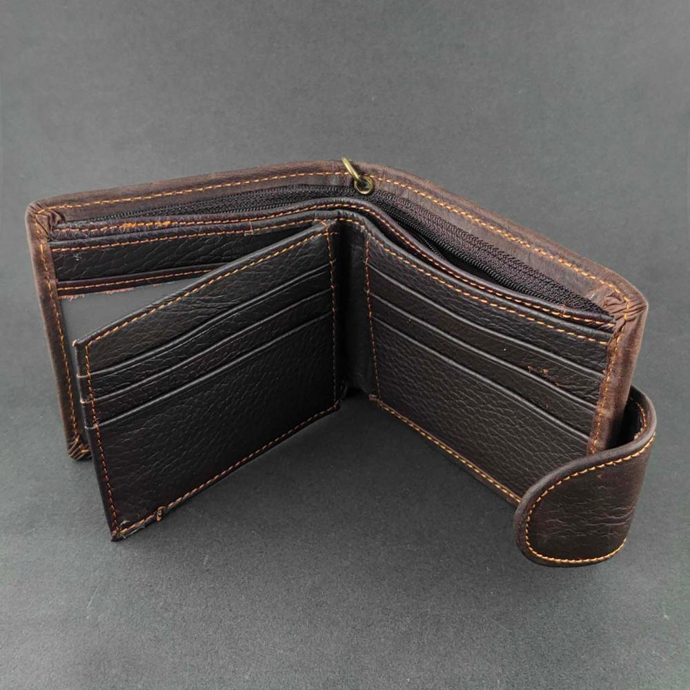 Star Genuine Leather Zipper Card Money Men’s Wallet With chain