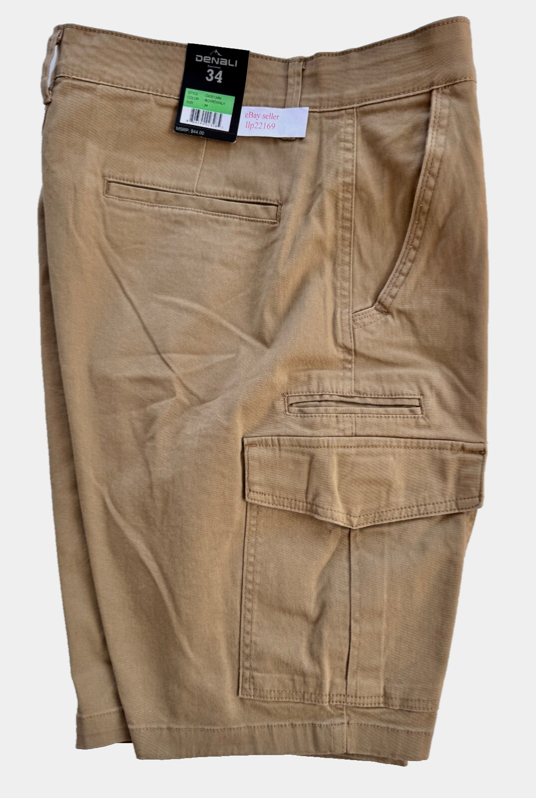 DENALI Men’s Stretch Cargo Shorts (SIZE 34) Flex Waist BOARDWALK TAN New $44 Tag