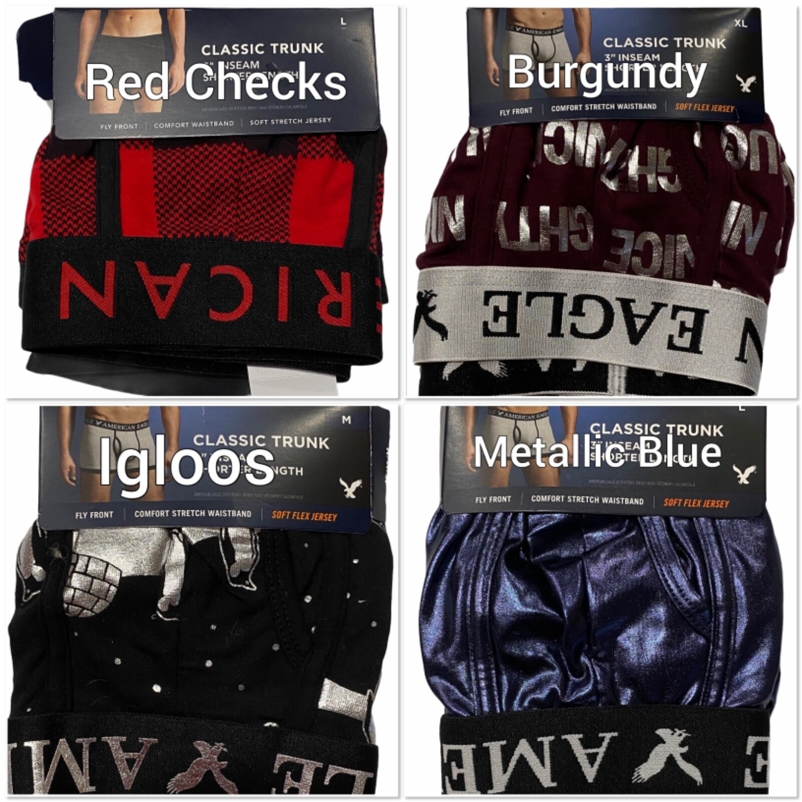 NWT AMERICAN EAGLE Classic Trunk 3″ Underwear Sz XS-S-M-L-XL-XXXL Christmas #57