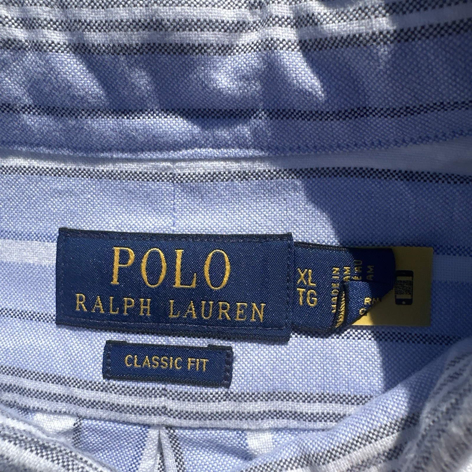 Polo Ralph Lauren Classic Fit Oxford Shirt Blue Striped Mens XL Flesh Pony Horse
