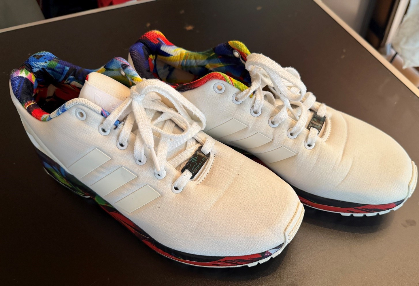Adidas ZX Flux AF6325, floral sole, torsion, mint condition, white, size 44.5, RARE!