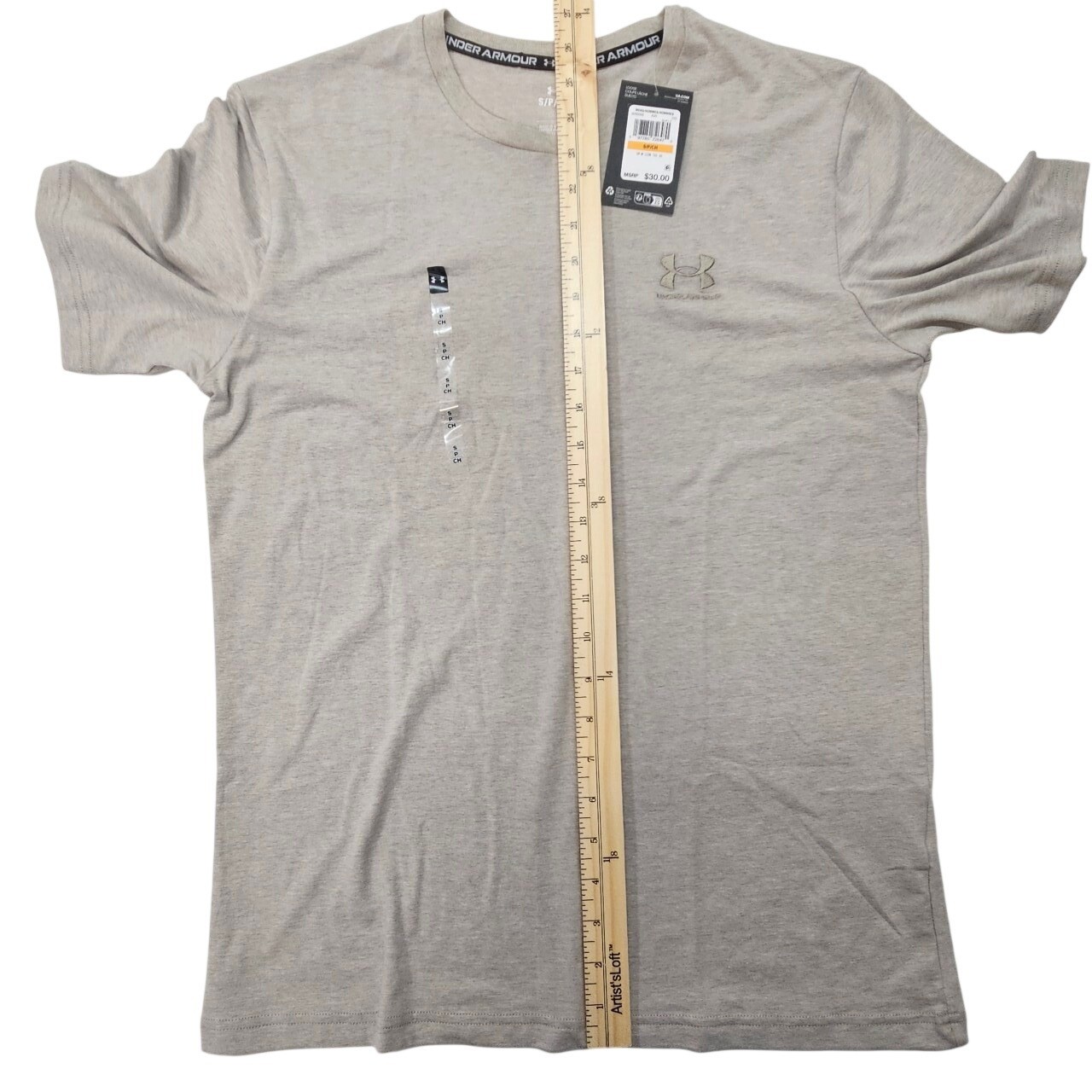 Under Armour Mens Loose Fit Icon T Shirt S/P/CH Beige Short Sleeve Crew Neck