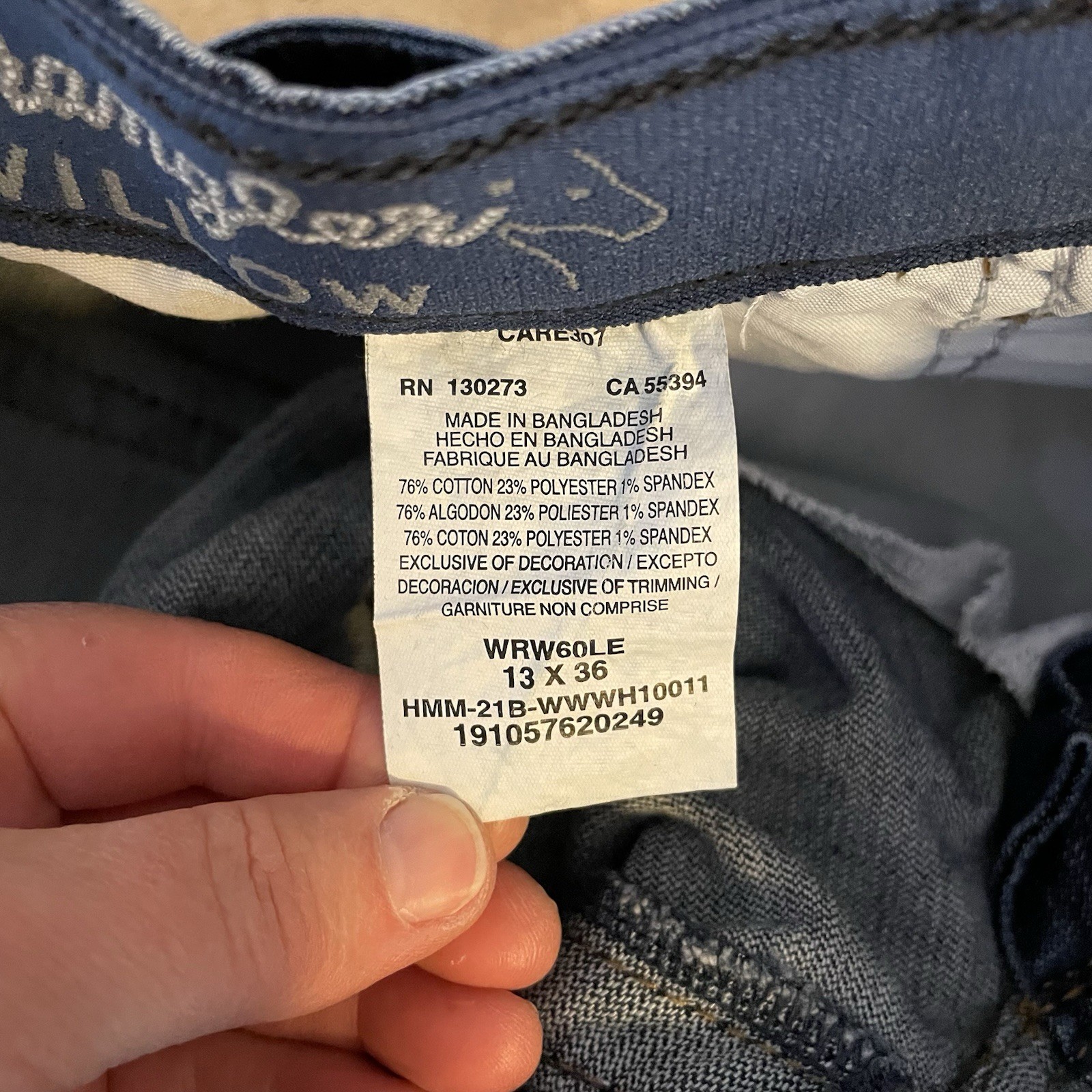 Wrangler Willow Ultimate Riding Jeans Junior Womens 13×36 Blue Denim Bootcut