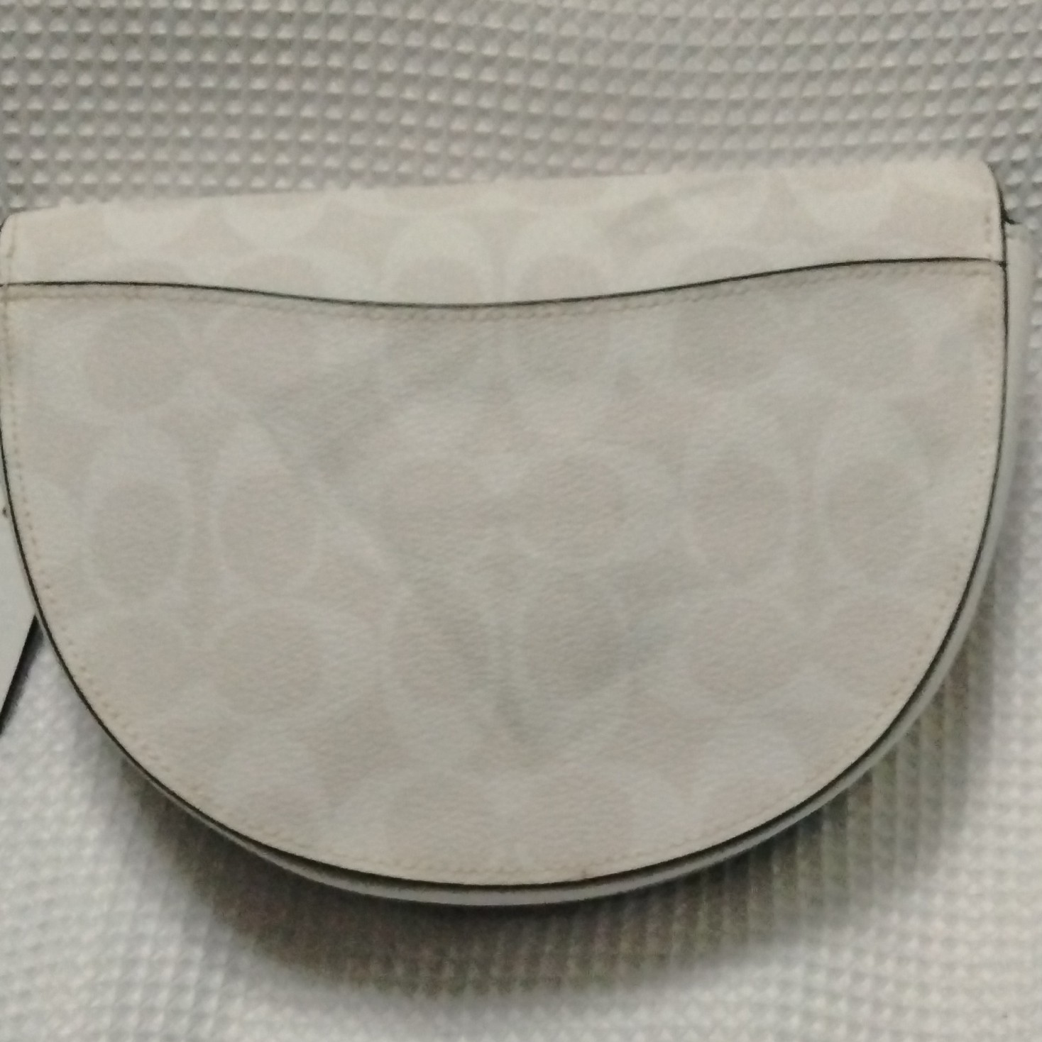 Coach White Monogram Semi-Circle Small Crossbody, Zip/Snap, Adj Strap Gold