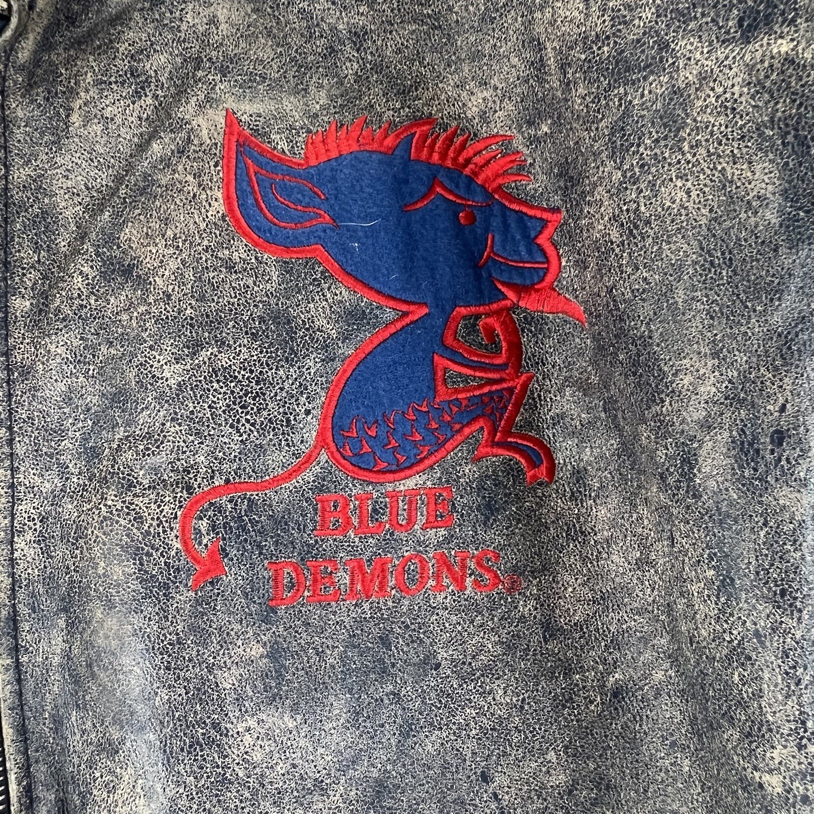 Vintage Phase 2 DePaul University Varsity Jacket Full Zip Mens L Faux Leather
